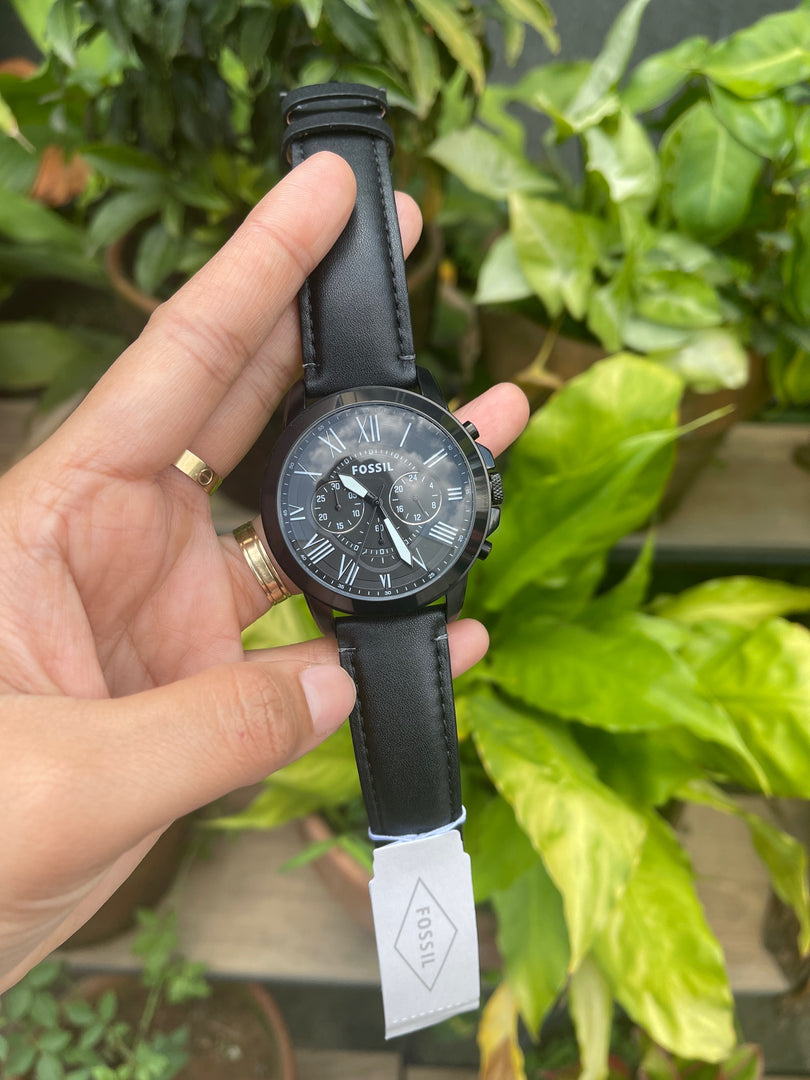 Fossil FS5132 Grant Chronograph Black Leather Black Dial Men's Watch