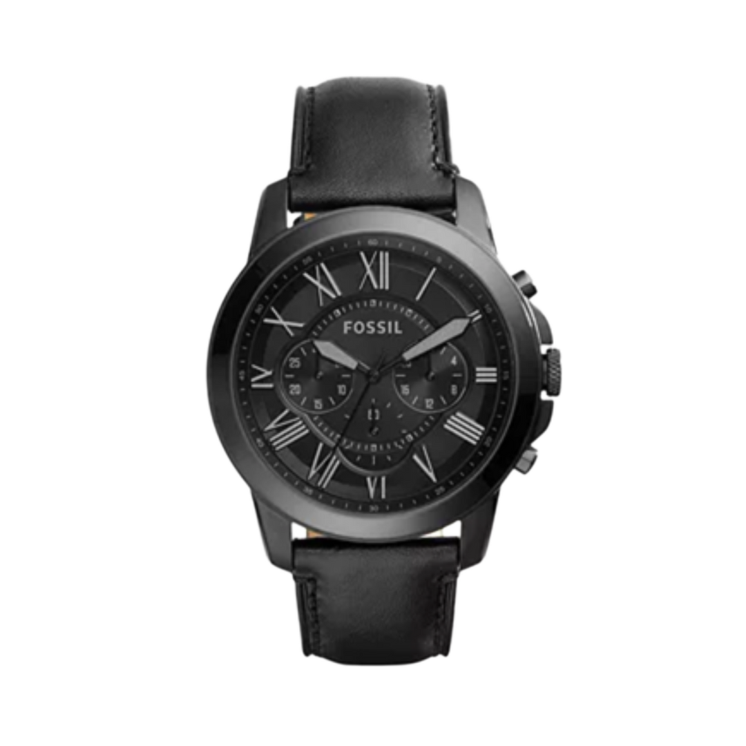 Fossil FS5132 Grant Chronograph Black Leather Black Dial Men's Watch