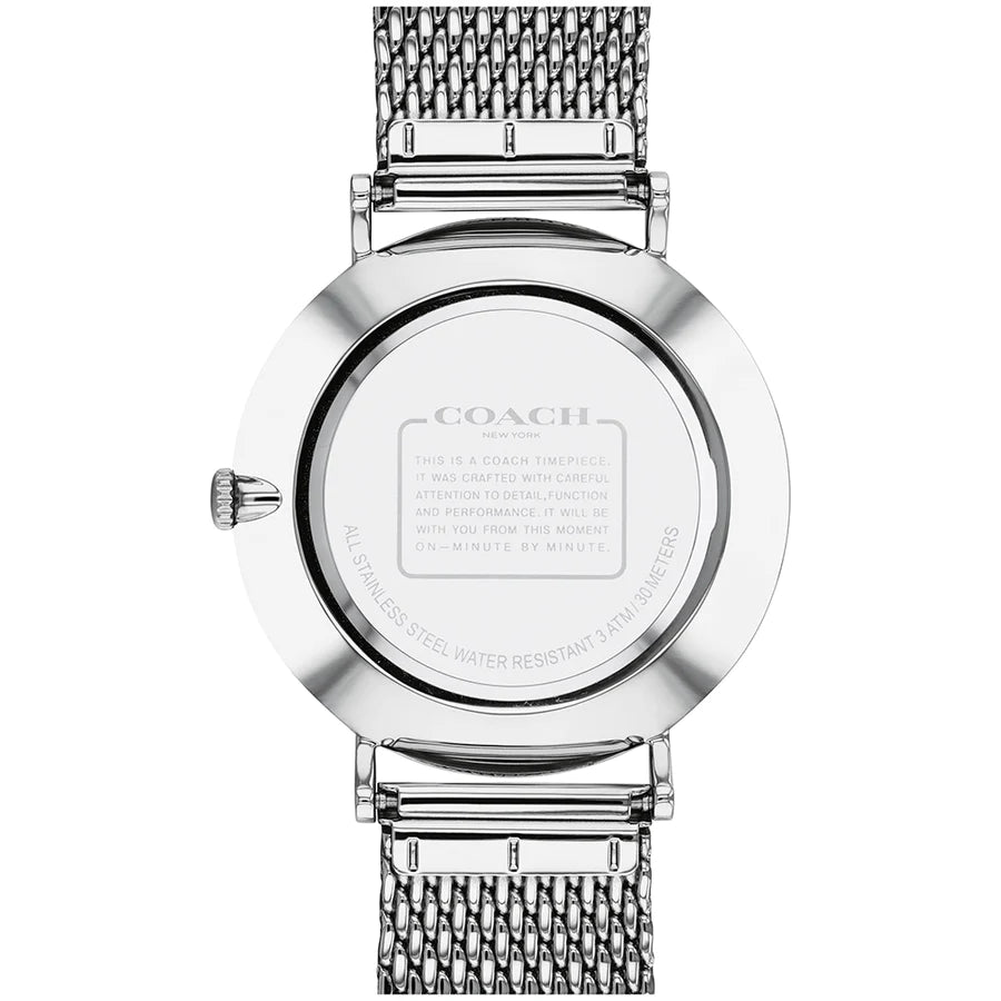 Coach Charles Silver Mesh Bracelet Black Dial 14602144 Men's Watch