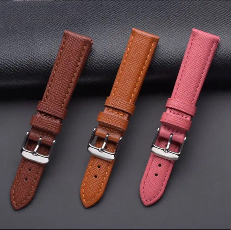 Genuine Leather Checkered Cross Pattern 18mm, 20mm and 22mm Replacement Watch Strap for Seiko, Citizen, Casio, etc