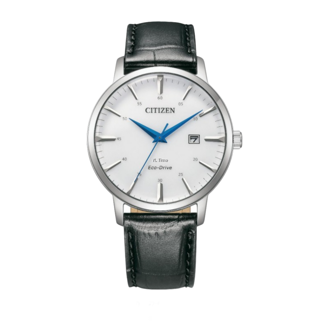 Citizen Eco-Drive Black Leather Strap White Dial BM7461-18A Men's Watch