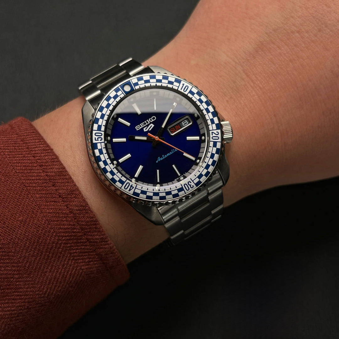 Seiko 5 Sports Petrol Blue ‘Checker Flag’ Special Edition SRPK65K1 Men's Watch