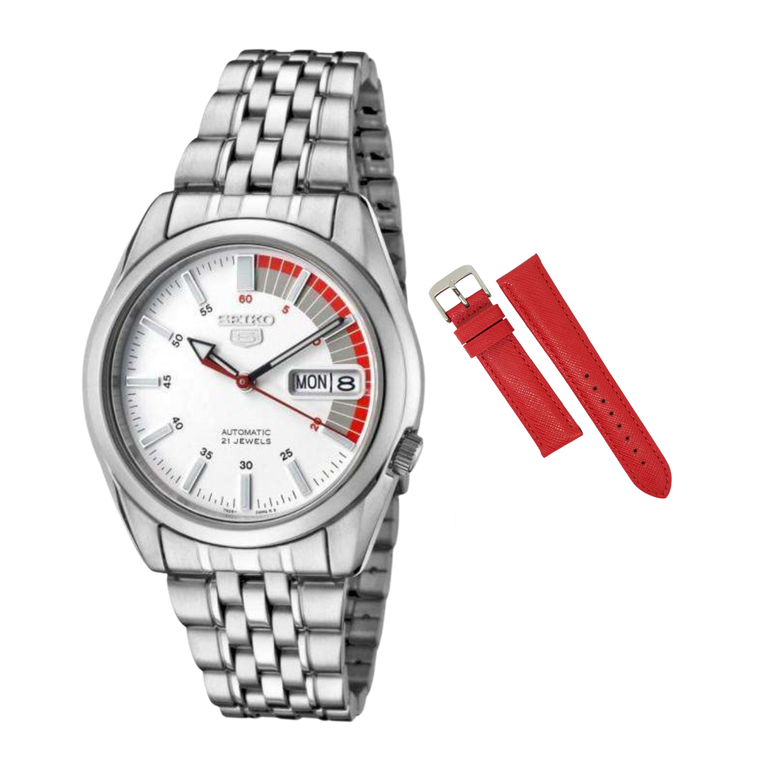 Seiko 5 Automatic SNK369 SNK369K1 SNK369K Speed Racer White Dial Men's Watch