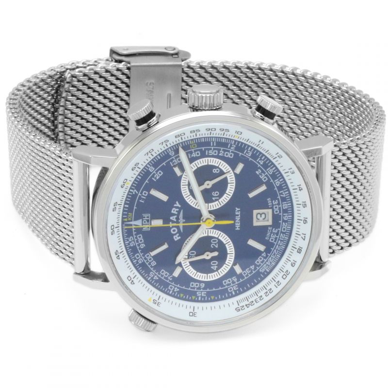 Rotary GB05235/05 Henley Chronograph Steel Mesh Bracelet Blue Dial Men's Watch
