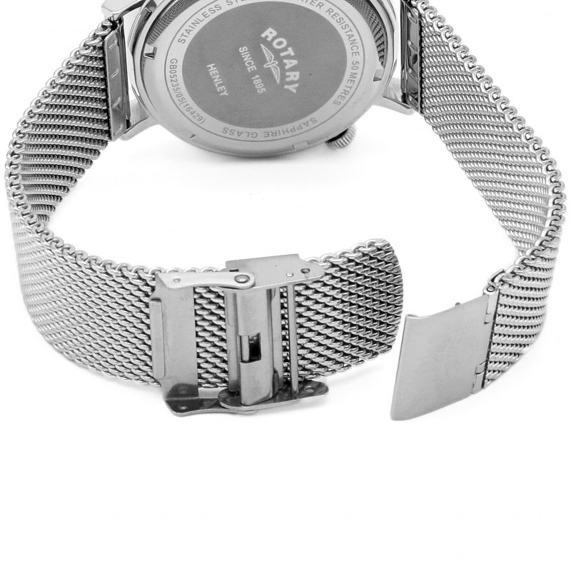 Rotary GB05235/05 Henley Chronograph Steel Mesh Bracelet Blue Dial Men's Watch