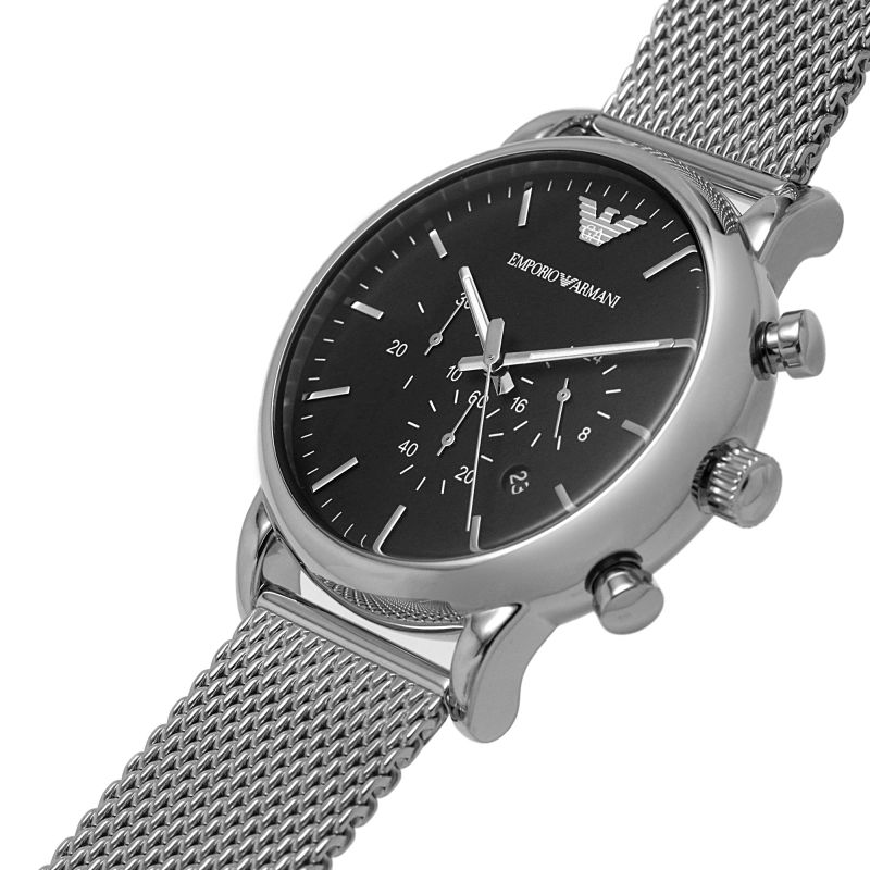Emporio Armani AR80062SET Watch and Bracelet Gift Set Black Chronograph Dial Men's Watch