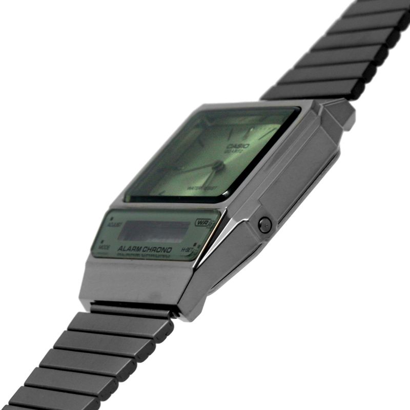 Casio AQ-800ECGG-3AEF Vintage Green Dial Black Stainless Steel Bracelet Men & Women Watches - mzwatcheslk srilanka