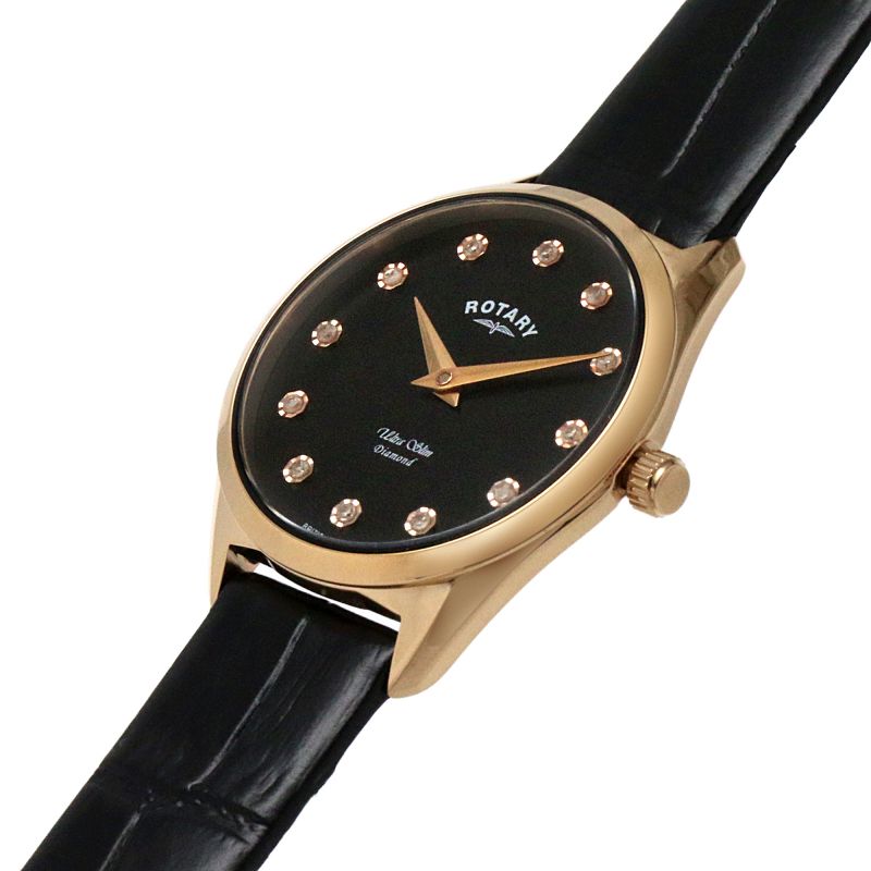 Rotary LS08014/04/D Ultra Slim Rose Gold Diamond Women's Watch