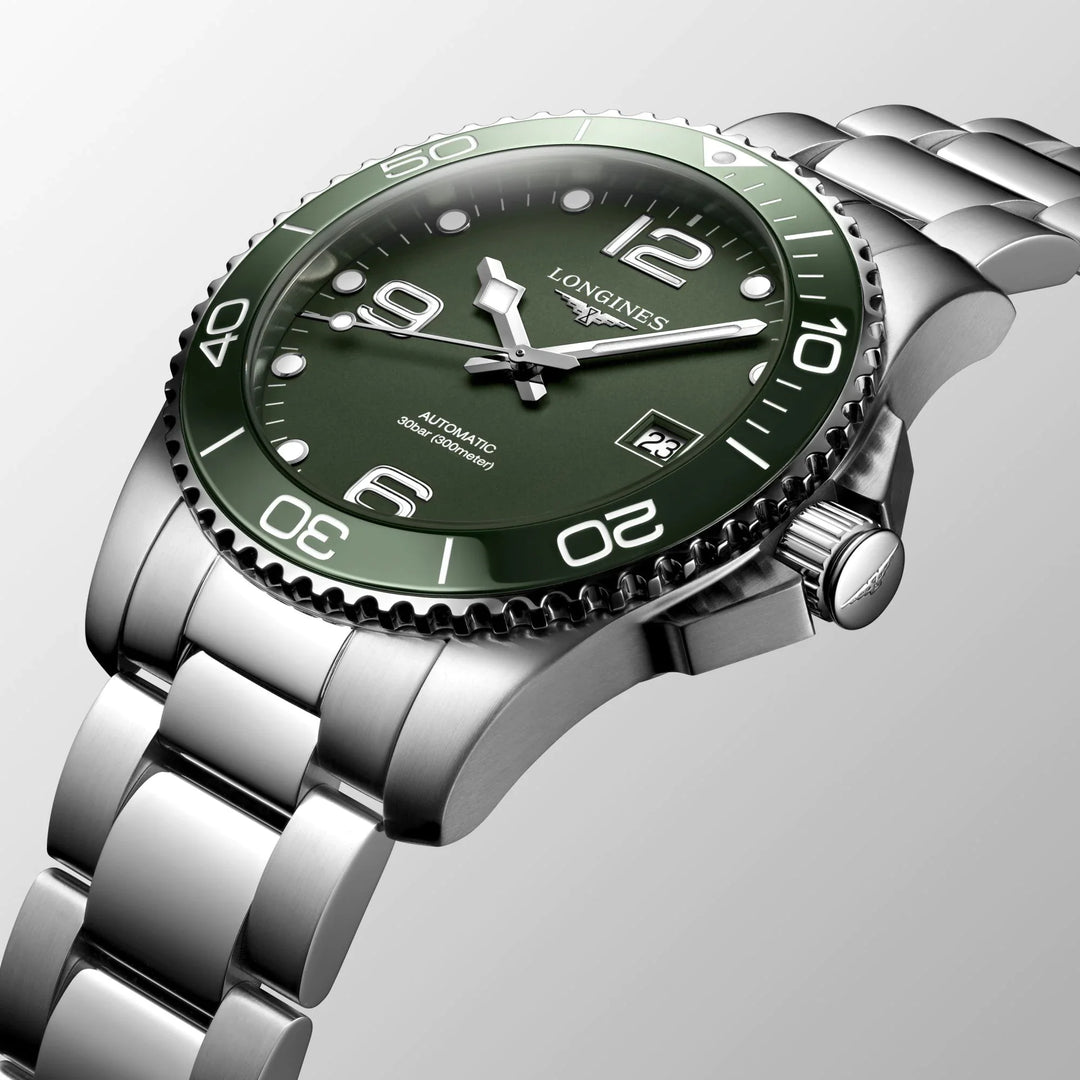 LONGINES L37814066 Hydroconquest 41mm Automatic Green Dial Stainless Steel Men's Watch - mzwatcheslk srilanka