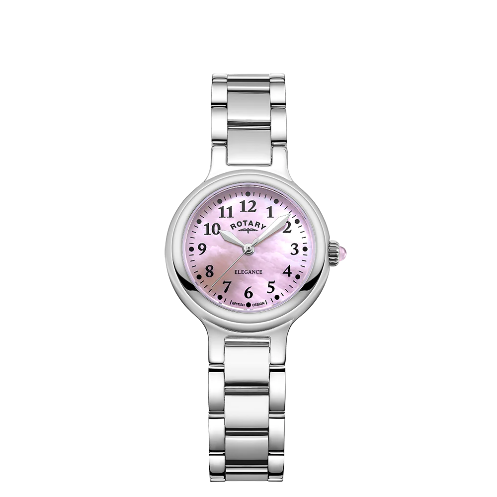 Rotary LB05135/07 Elegance Pink Mother of Pearl Dial Stainless Steel Bracelet Women's Watch