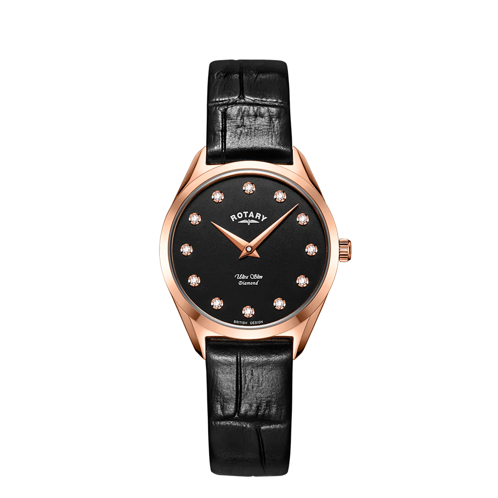 Rotary LS08014/04/D Ultra Slim Rose Gold Diamond Women's Watch