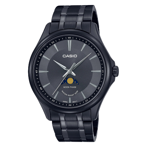 CASIO MTP-M100B-1A ANALOG BLACK IRON PLATED Moonphase Men's Watch