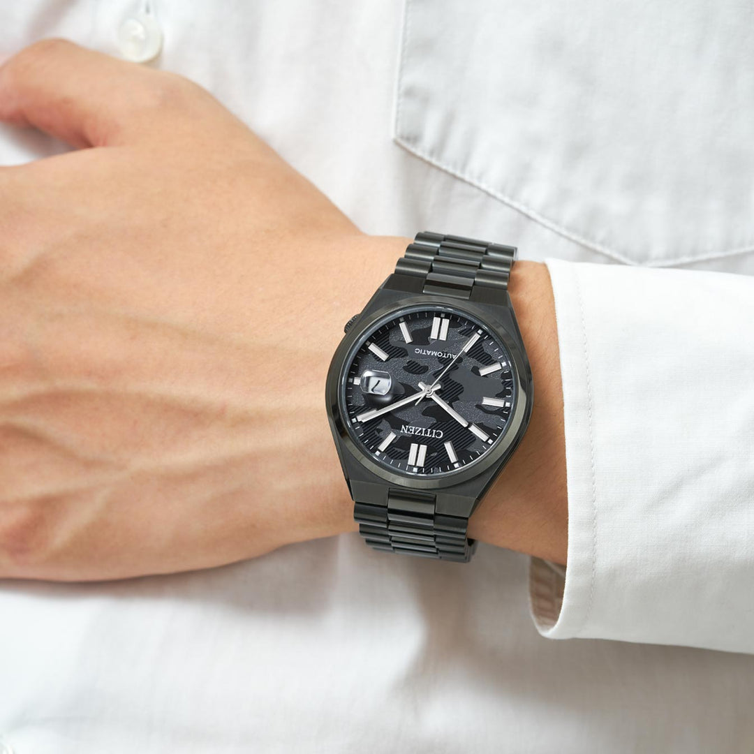 Citizen Tsuyosa NJ0155-87E Automatic Black Camouflage Dial Stainless Steel Men's Watch - mzwatcheslk srilanka