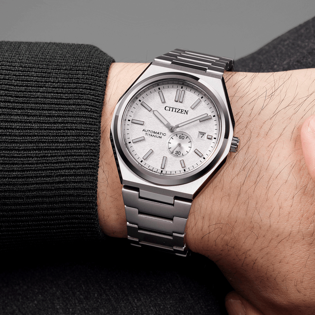 Citizen NJ0180-80A Zenshin Super Titanium Automatic 42mm Textured White Dial Super Titanium Bracelet Men’s Watch