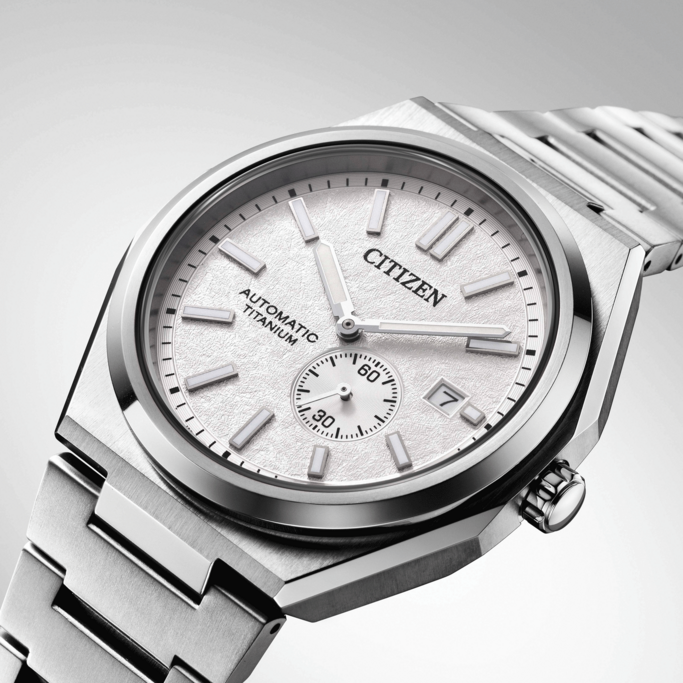 Citizen NJ0180-80A Zenshin Super Titanium Automatic 42mm Textured White Dial Super Titanium Bracelet Men’s Watch