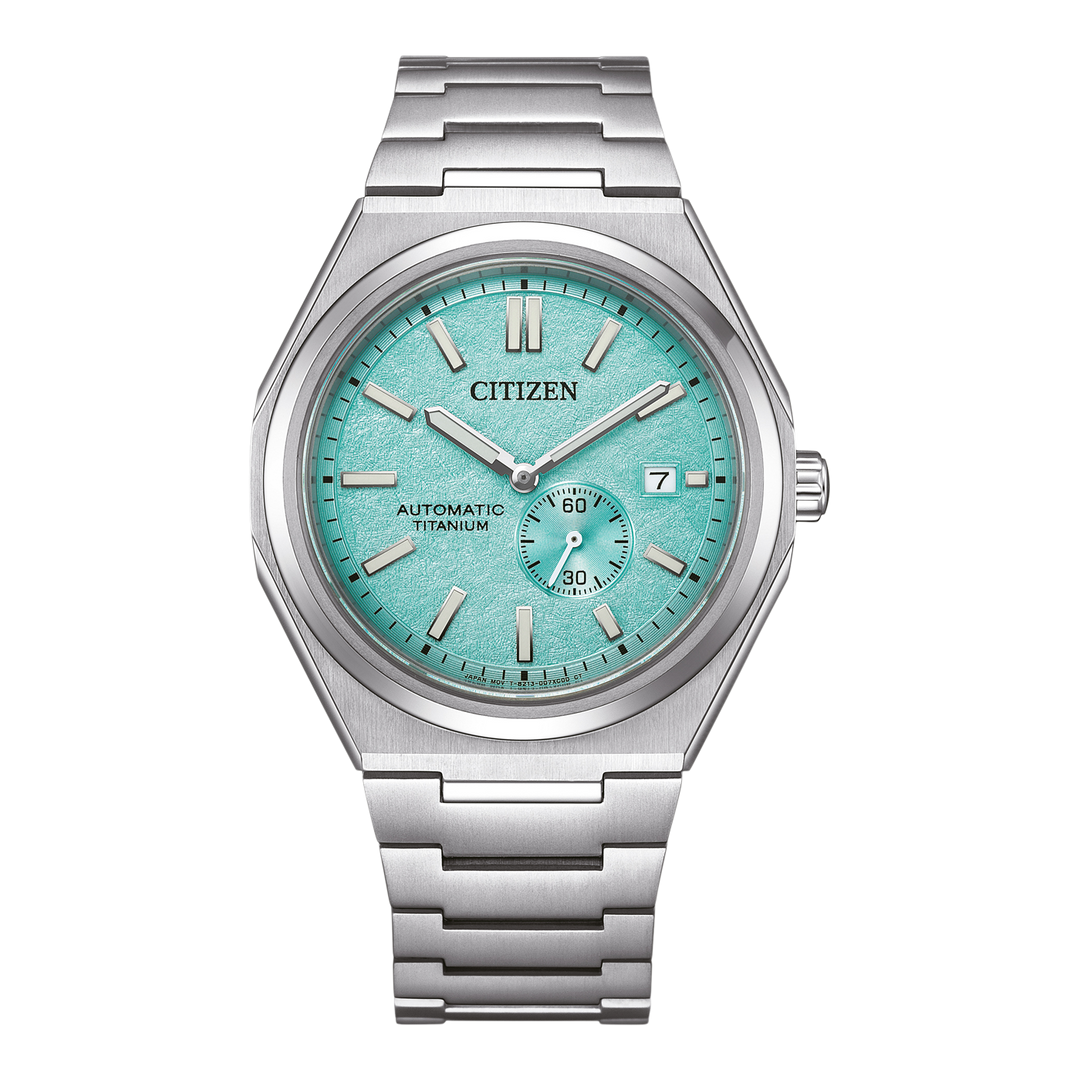 Citizen NJ0180-80M Zenshin Super Titanium Automatic 42mm Textured Light Blue Dial Super Titanium Bracelet Men’s Watch