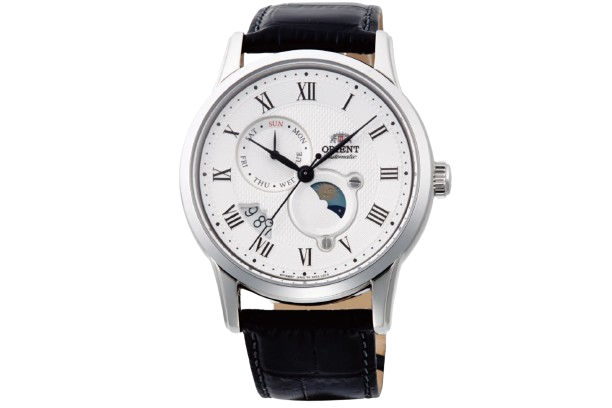 ORIENT RA-AK0008S10B Bambino Sun and Moon Classic Leather Strap Men's Watch
