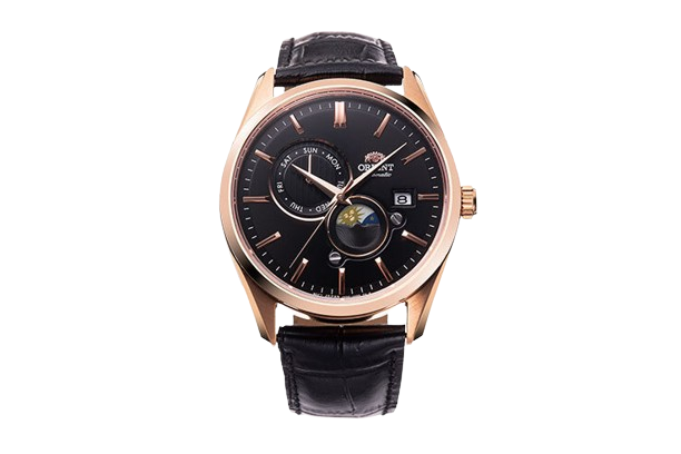 ORIENT RA-AK0309B Bambino Sun and Moon Classic Leather Strap Men's Watch