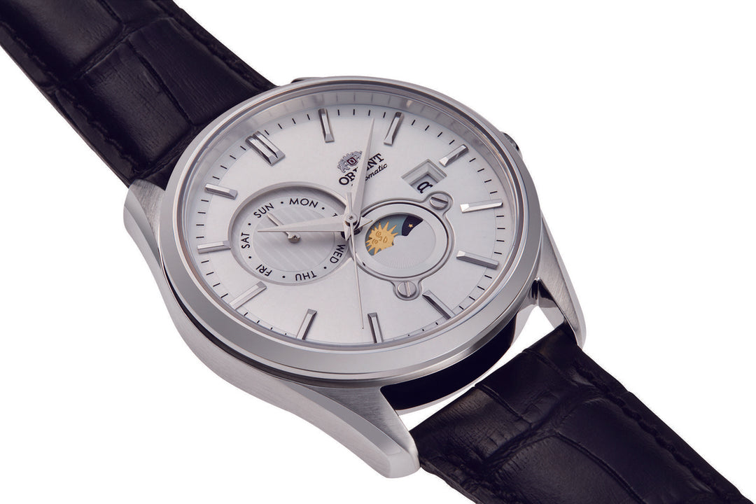 ORIENT RA-AK0310S Bambino Sun and Moon Classic Leather Strap Men's Watch