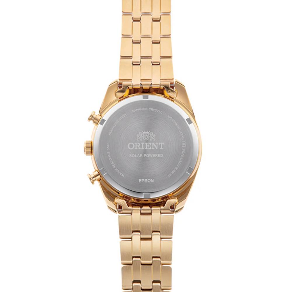 Orient RA-TX0301G Solar Chronograph Golden Dial Stainless Steel Men's Watch