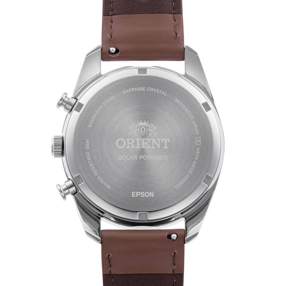 Orient RA-TX0306S Solar Chronograph Panda Dial Leather Strap Men's Watch