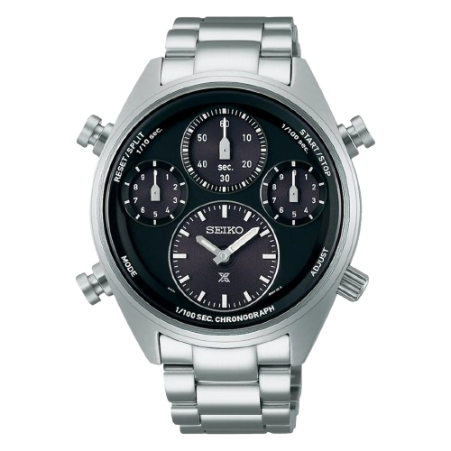 Seiko SFJ003P1 Prospex Black On Black One Hundredth Of A Second Speedtimer Chronograph Men's Watch