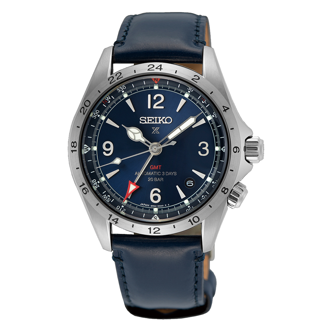 Seiko SPB377J1 Prospex Alpinist Mechanical GMT Blue Leather Strap