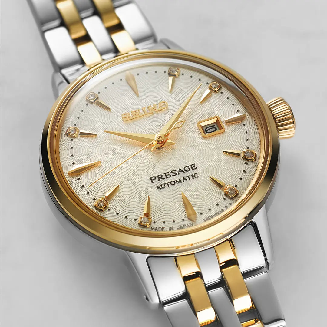 Seiko SRE010J1 Presage Cocktail Time White Lady Diamond Twist Women's Watch