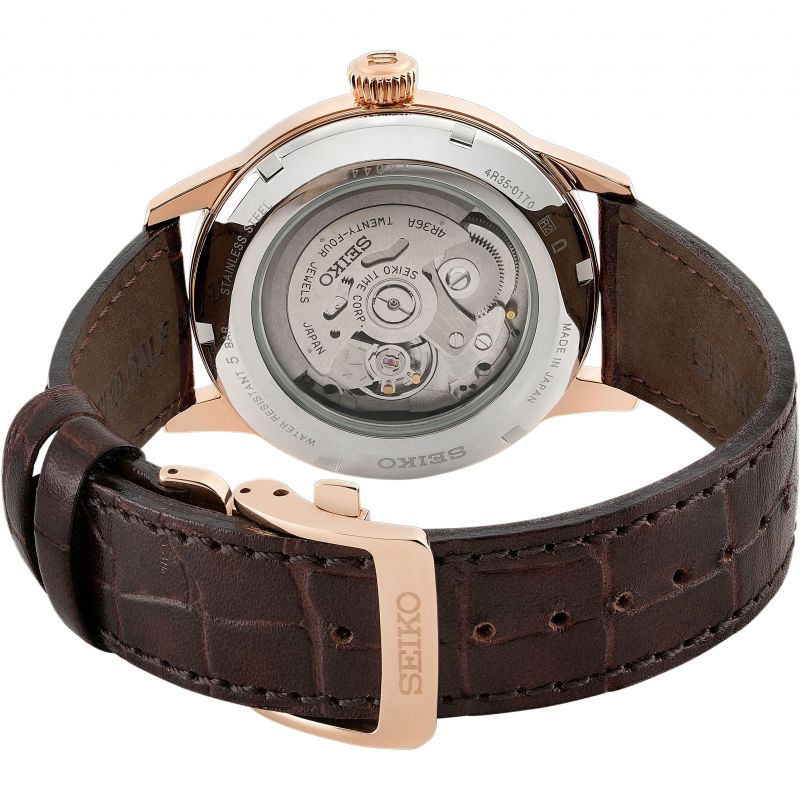 Seiko SRPB46J1 Presage Cocktail Automatic Rose Gold Case Brown