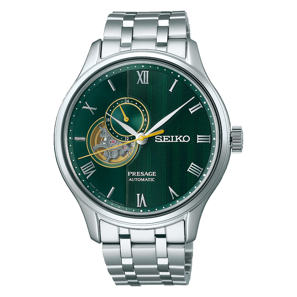 Seiko SSA463J1 Presage Open Heart Style Japanese Zen Gardens In Fern Green Dial Automatic Men's Watch