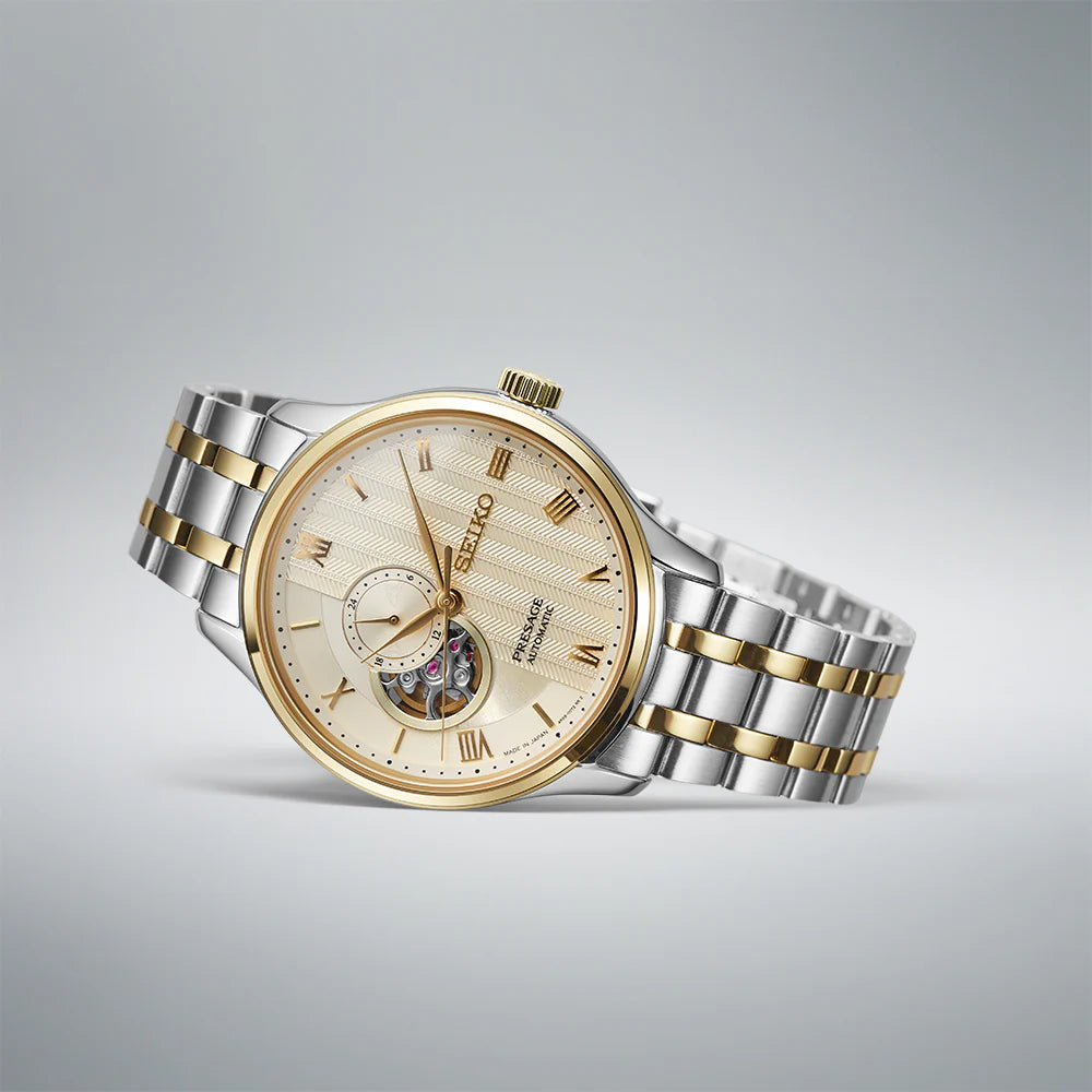 Seiko SSA464J1 Presage Japanese Zen Gardens In Gold toned Sand Automatic Men's Watch