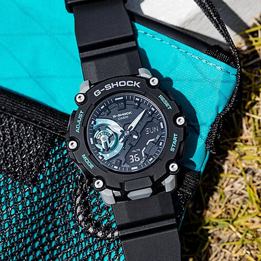 Casio GA-2200M-1AER G Shock Carbon Core Guard Black and Turquoise Men's Watch