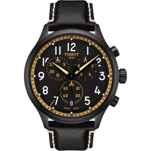 Tissot T1166173605202 Chrono XL Vintage Black Gold Chronograph Leather Strap Men's Watch