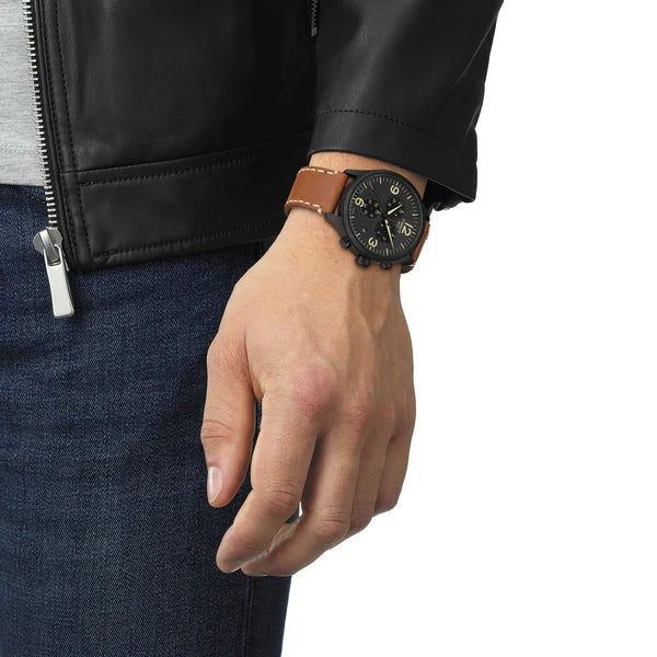 Tissot T1166173605700  T-Sport Chrono XL Quartz Brown Leather Strap Chronograph Men's Watch