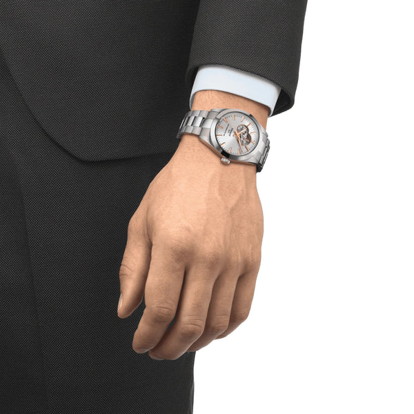Tissot T1274071103101 Gentleman Powermatic 80 Open Heart Stainless Steel Men's Watch - mzwatcheslk srilanka