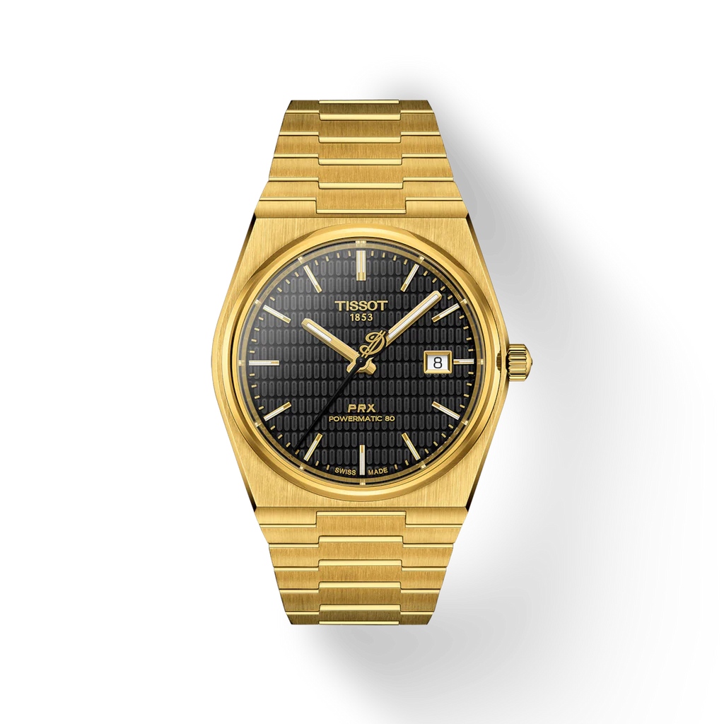 Tissot T1374073305100 PRX Powermatic 80 Damian Lillard Special Edition 40mm Black Dial Gold Stainless Steel Bracelet Men's Watch
