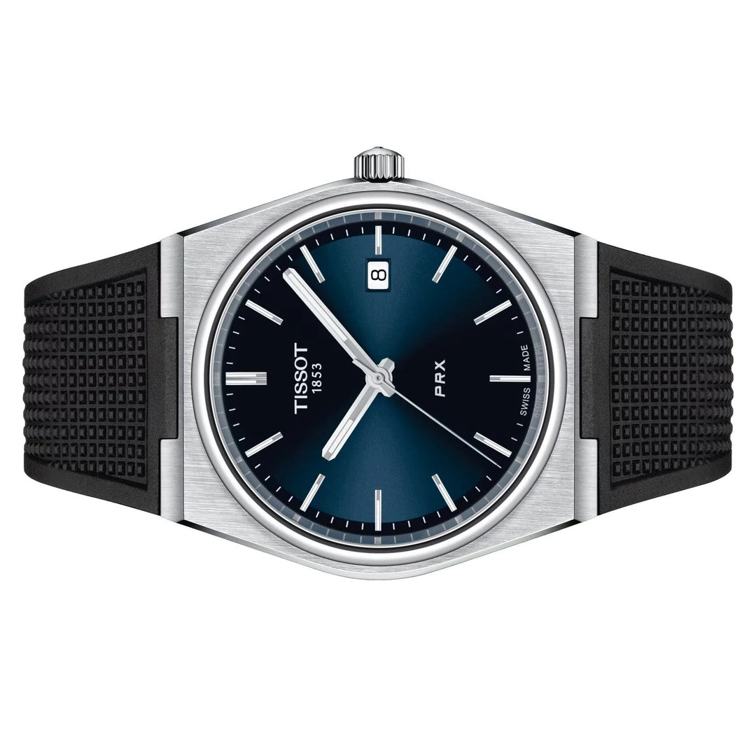 Tissot T1374101704100 PRX Quartz 40mm Blue Dial Black Rubber Men's Watch - mzwatcheslk srilanka