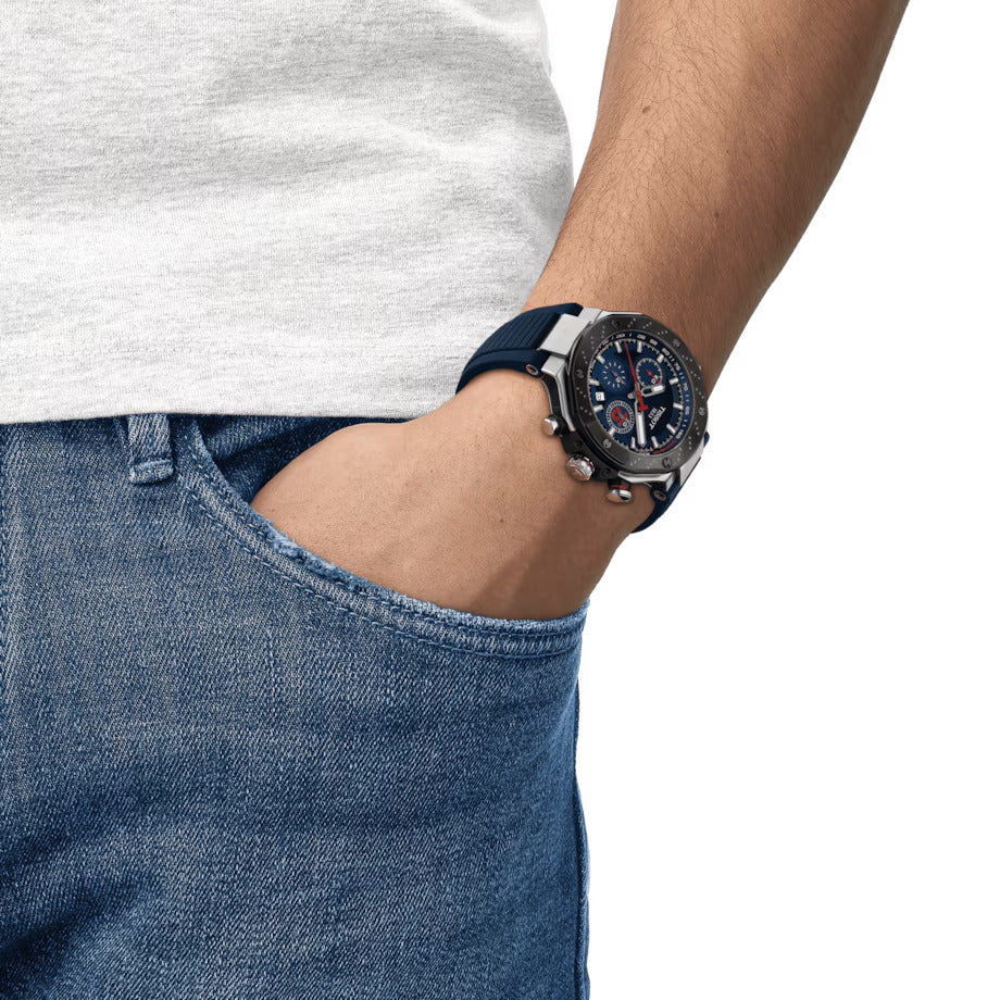 Tissot T1414272704100 T-Race MotoGP™ Automatic Chronograph 2024 Limited Edition 45mm Blue Dial Blue Silicone Strap Men's Watch