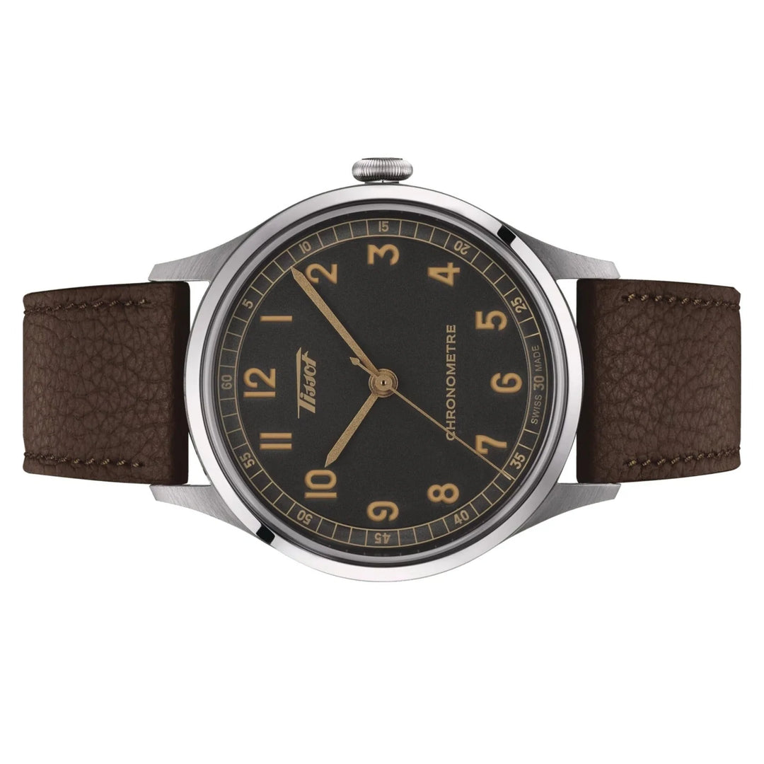 Tissot T1424641606200 Heritage 1938 Automatic COSC 39mm Anthracite Dial Brown Leather Men's Watch