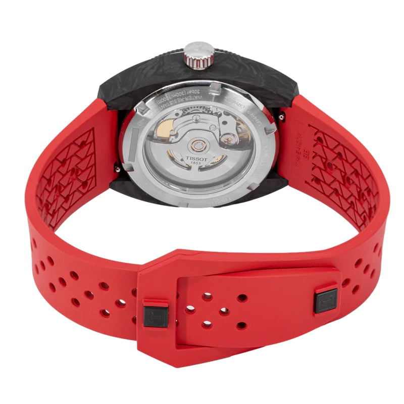 Tissot T1454079705702 Sideral S Powermatic 80 41mm Black Dial Red Rubber Strap Men's Watch