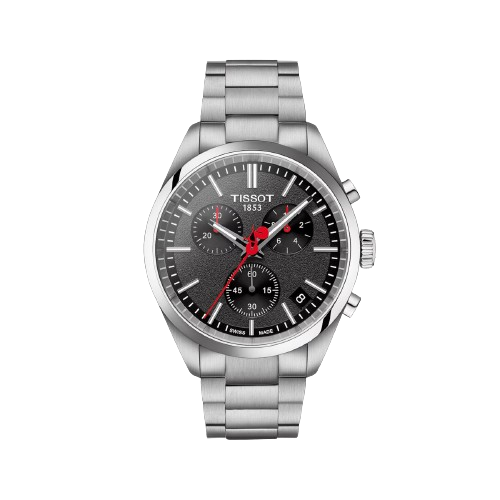 Tissot T1504171105101 PR 100 Vuelta 40mm Black Chronograph Dial Stainless Steel and Black Strap Set Men's Watch