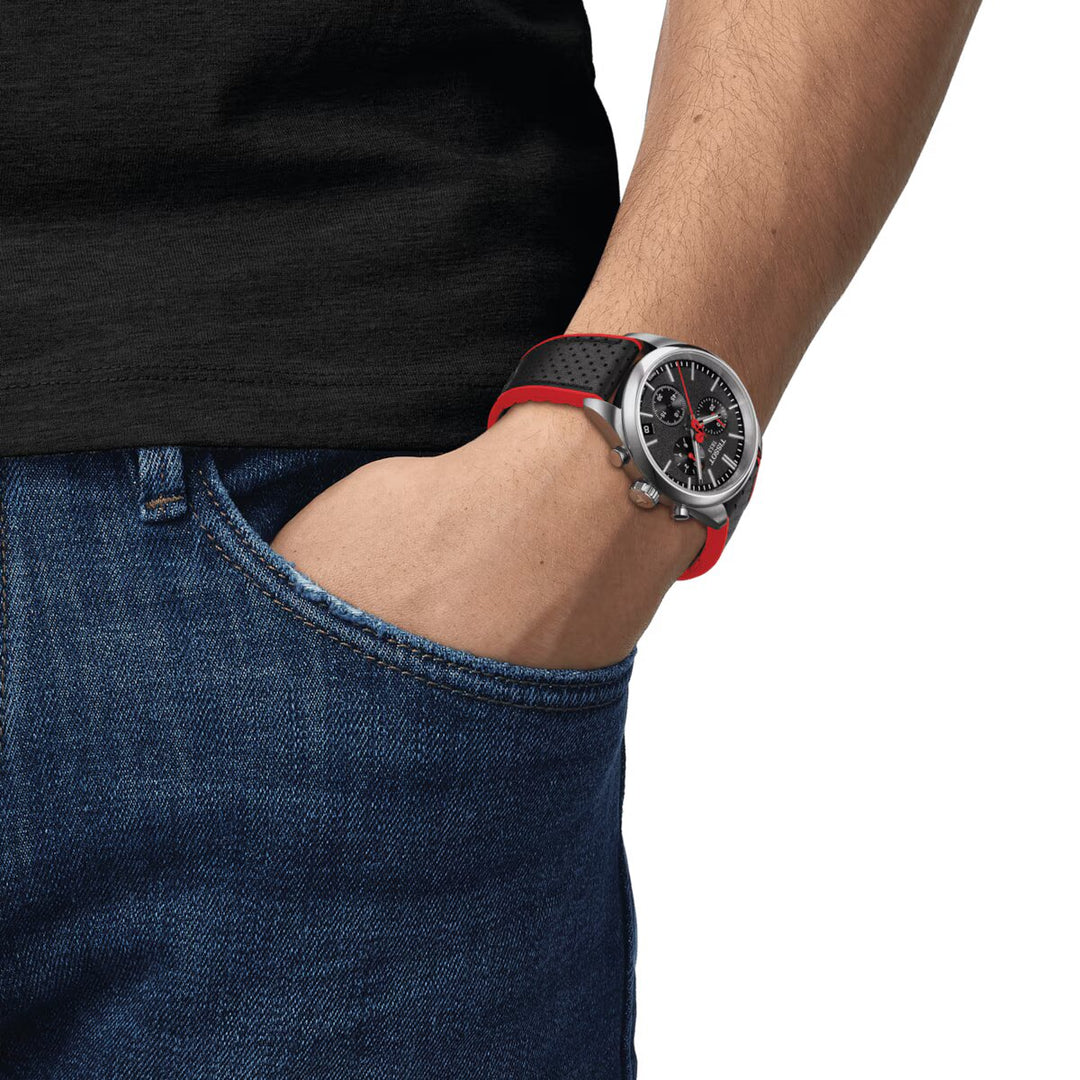 Tissot T1504171105101 PR 100 Vuelta 40mm Black Chronograph Dial Stainless Steel and Black Strap Set Men's Watch