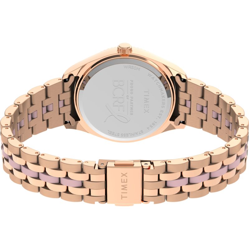 Timex TW2V52600 Waterbury Legacy X BCRF Pink Dial Rose Gold Tone Stainless Steel Bracelet Women's Watch - mzwatcheslk srilanka