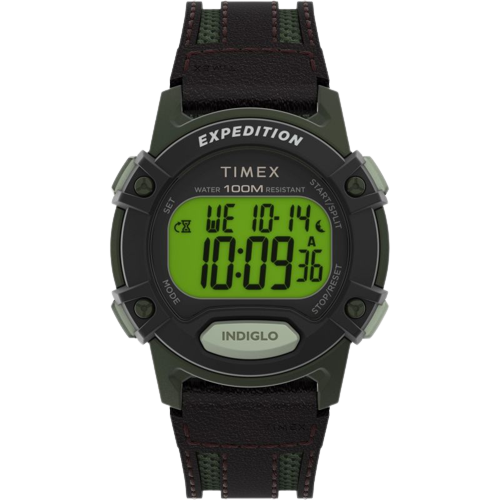 Ti！！ Timex TW4B24400 Expedition Digital Black Leather Strap Men's Watch