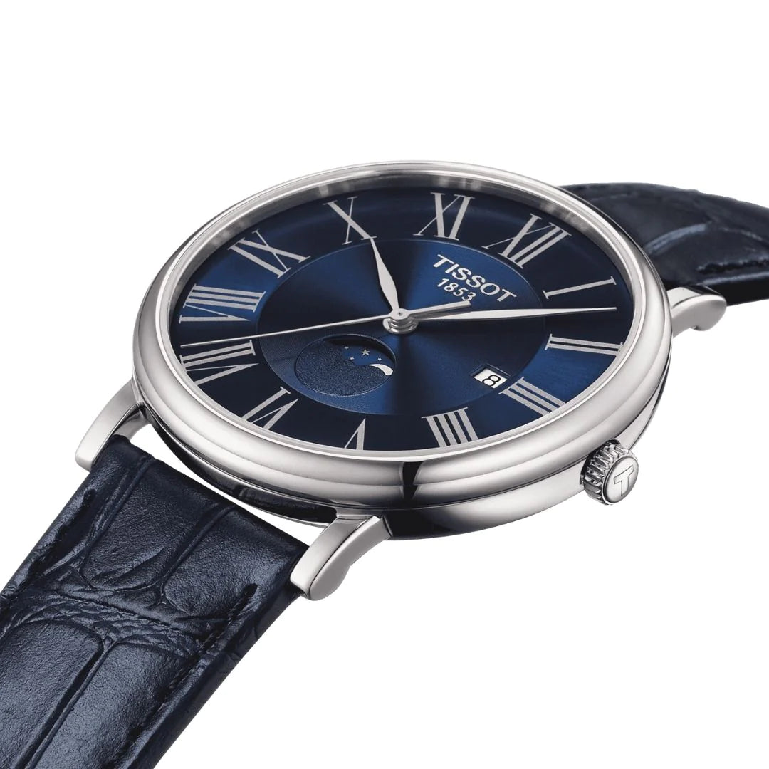 Tissot Carson Premium T1224231604300 MoonPhase Blue Dial Blue Leather Strap Men's Watch