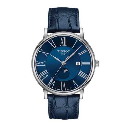 Tissot Carson Premium T1224231604300 MoonPhase Blue Dial Blue Leather Strap Men's Watch