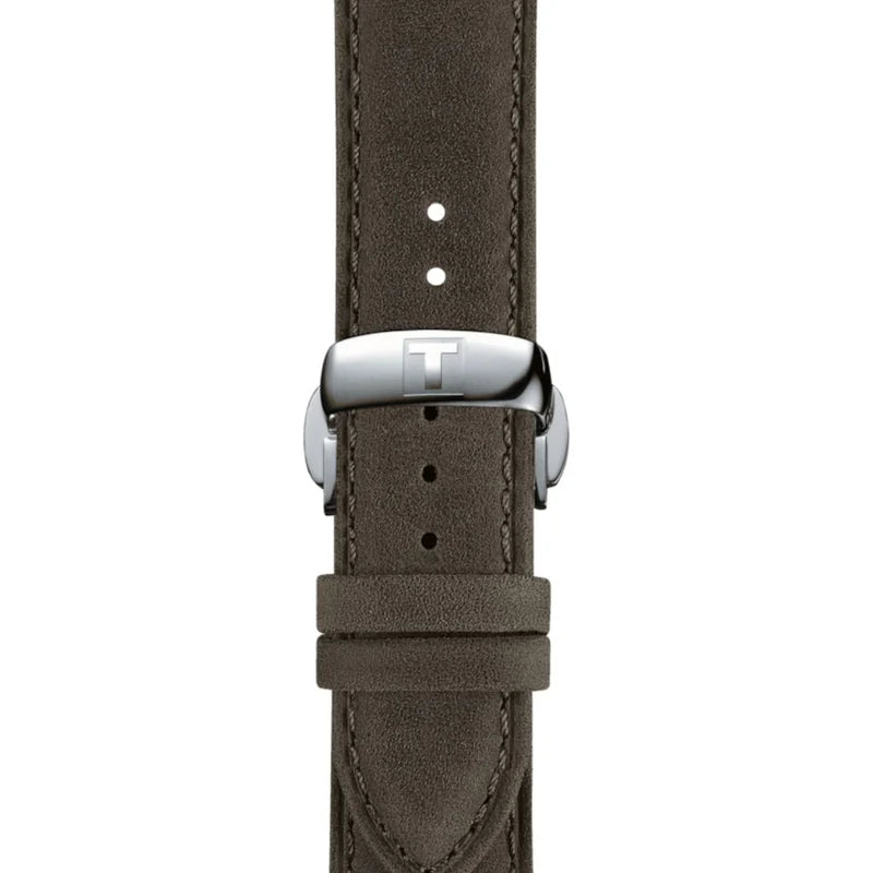 Tissot T1398361626100 Chemin Des Tourelles Squelette 39mm Ivory Open Heart Dial Brown Leather Strap Men's Watch