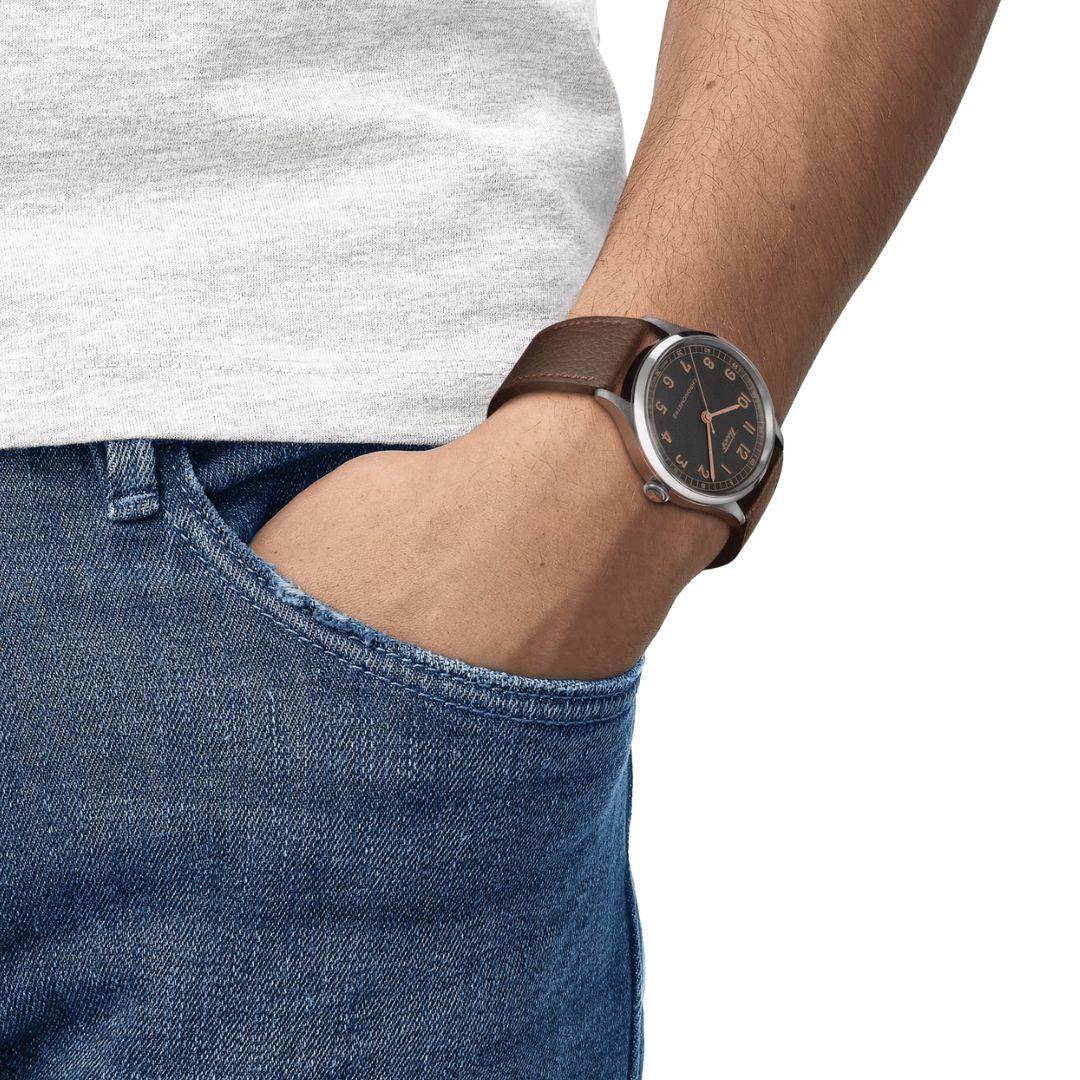 Tissot T1424641606200 Heritage 1938 Automatic COSC 39mm Anthracite Dial Brown Leather Men's Watch