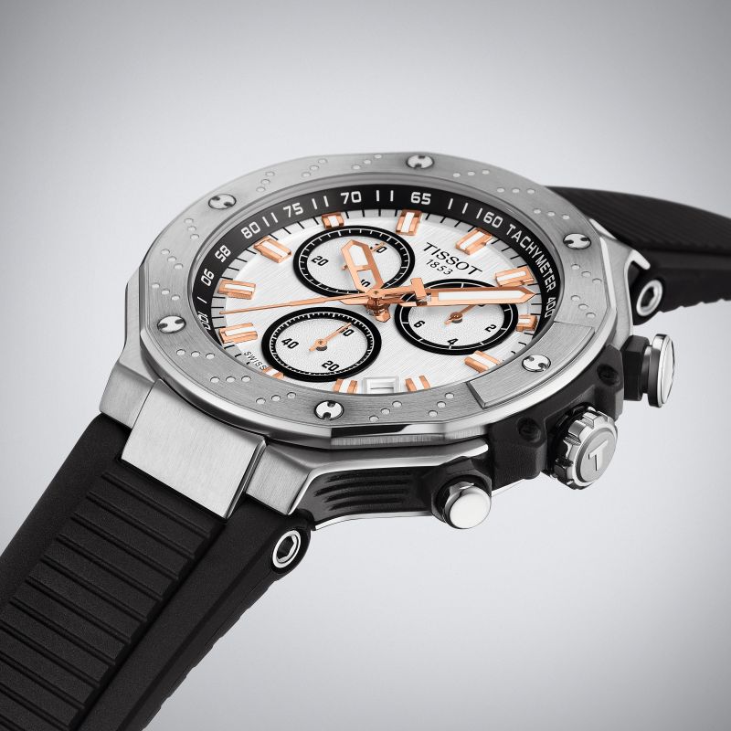 Tissot T1414171701100 T-Race Chronograph White Chrono Dial Black Silicone Strap Men's Watch