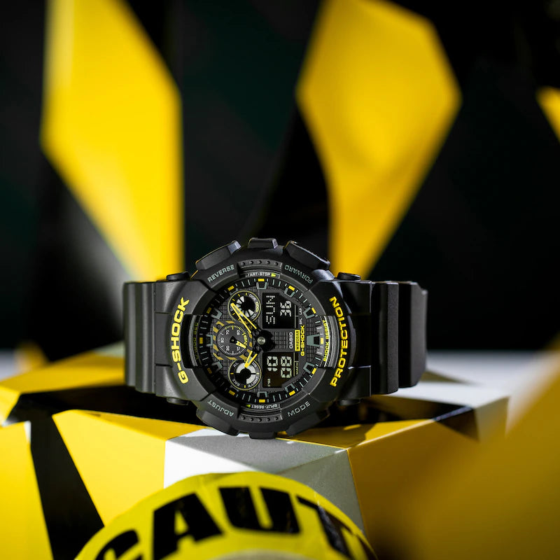 Casio GA-100CY-1AER G Shock Caution Yellow Shock Resistant Black Silicone Men's Watch
